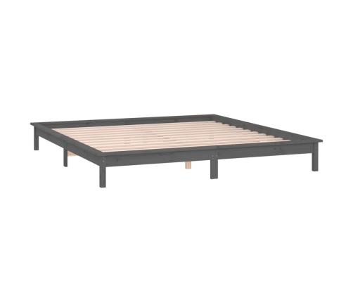 Estructura de cama con LED madera maciza gris 160x200 cm