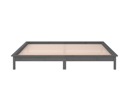 Estructura de cama con LED madera maciza gris 160x200 cm