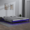 Estructura de cama con LED madera maciza gris 160x200 cm