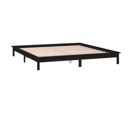 Estructura de cama con LED madera maciza negra 160x200 cm