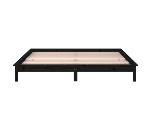 Estructura de cama con LED madera maciza negra 160x200 cm