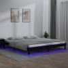 Estructura de cama con LED madera maciza negra 160x200 cm