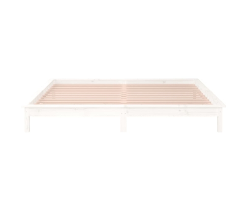 Estructura de cama con LED madera maciza blanca 180x200 cm