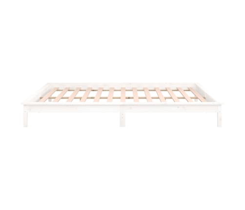 Estructura de cama con LED madera maciza blanca 180x200 cm