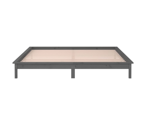 Estructura de cama con LED madera maciza gris 180x200 cm