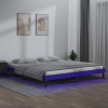 Estructura de cama con LED madera maciza gris 180x200 cm