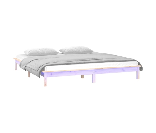 Estructura de cama LED sin colchón madera maciza 200x200 cm