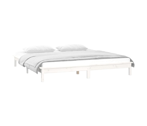 vidaXL Estructura de cama con LED madera maciza blanca 200x200 cm