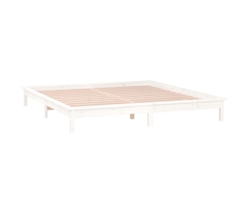 vidaXL Estructura de cama con LED madera maciza blanca 200x200 cm