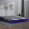 Estructura de cama con LED madera maciza gris 200x200 cm