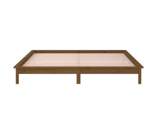 Estructura de cama con LED madera maciza marrón miel 200x200 cm