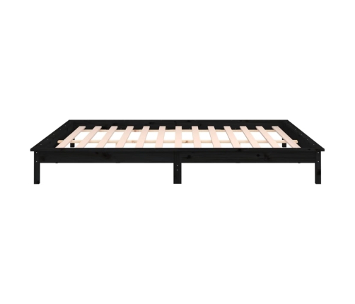 vidaXL Estructura de cama con LED madera maciza negra 200x200 cm