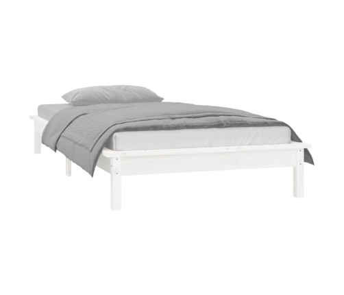 Estructura de cama con LED madera maciza blanca 75x190 cm