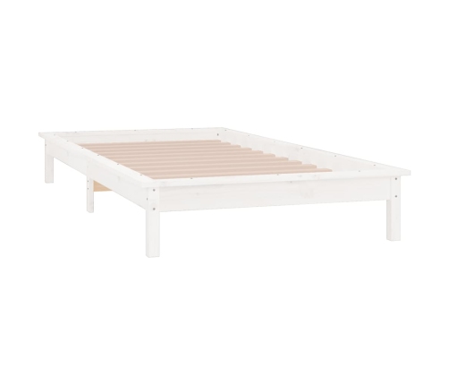 Estructura de cama con LED madera maciza blanca 75x190 cm