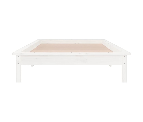 Estructura de cama con LED madera maciza blanca 75x190 cm