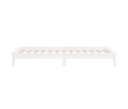 Estructura de cama con LED madera maciza blanca 75x190 cm