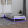 vidaXL Estructura de cama con LED madera maciza blanca 75x190 cm