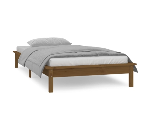 Estructura de cama con LED madera maciza marrón miel 90x190 cm