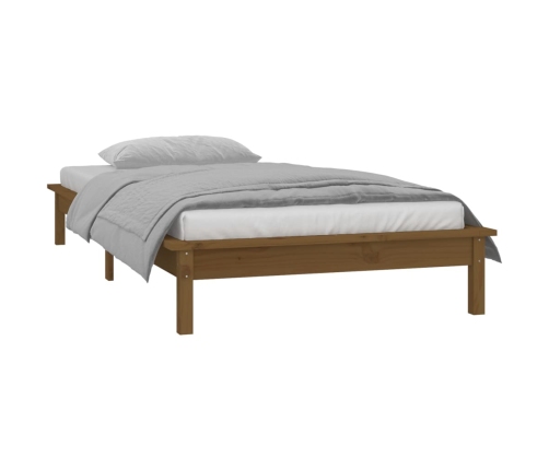 Estructura de cama con LED madera maciza marrón miel 90x190 cm