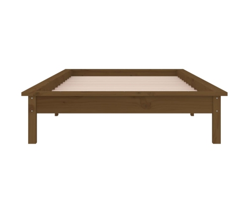 Estructura de cama con LED madera maciza marrón miel 90x190 cm