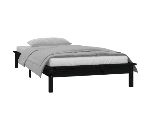 Estructura de cama con LED madera maciza negra 90x190 cm