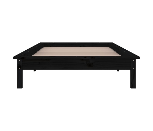 Estructura de cama con LED madera maciza negra 90x190 cm