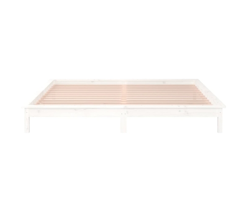 Estructura de cama con LED madera maciza blanco 135x190 cm