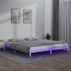 Estructura de cama con LED madera maciza blanco 135x190 cm