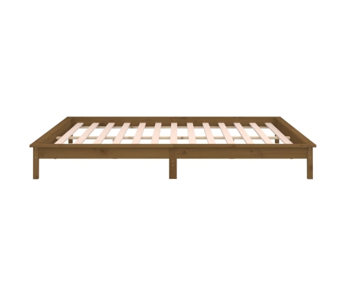 Estructura de cama con LED madera maciza marrón miel 135x190 cm