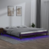 Estructura de cama con LED madera maciza marrón miel 135x190 cm