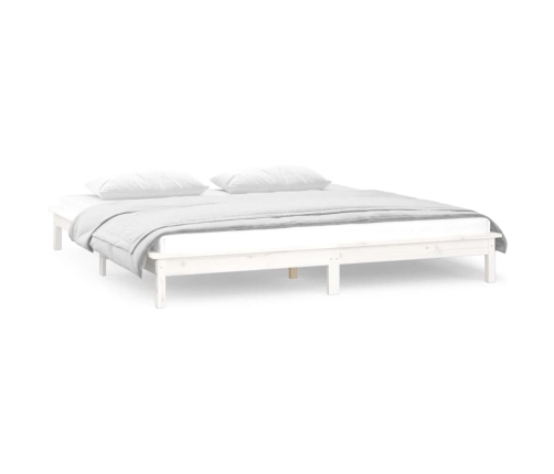 vidaXL Estructura de cama con LED madera maciza blanco 140x190 cm