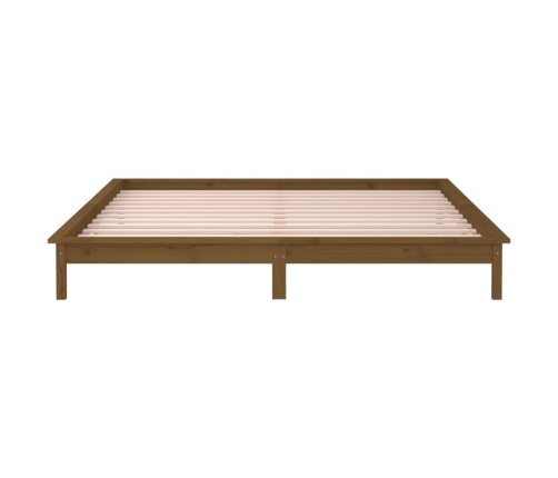 Estructura de cama con LED madera maciza marrón miel 140x190 cm