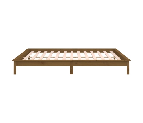 Estructura de cama con LED madera maciza marrón miel 140x190 cm