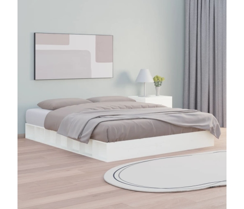 Estructura de cama de madera maciza blanca 200x200 cm