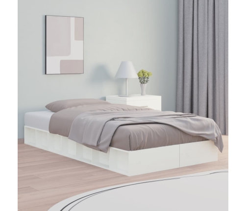 vidaXL Estructura de cama madera maciza blanco 100x200 cm