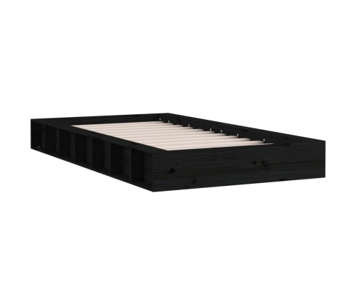 Estructura de cama de madera maciza negra 90x200 cm