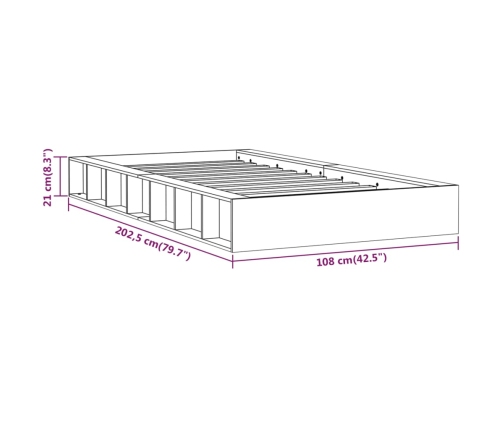 Estructura de cama de madera maciza negra 90x200 cm