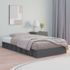 Estructura cama individual pequeña madera maciza gris 75x190 cm