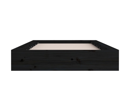 Estructura cama madera maciza individual negro 75x190 cm