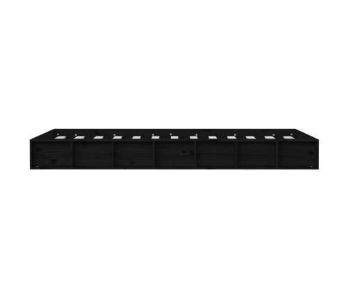 Estructura cama madera maciza individual negro 75x190 cm