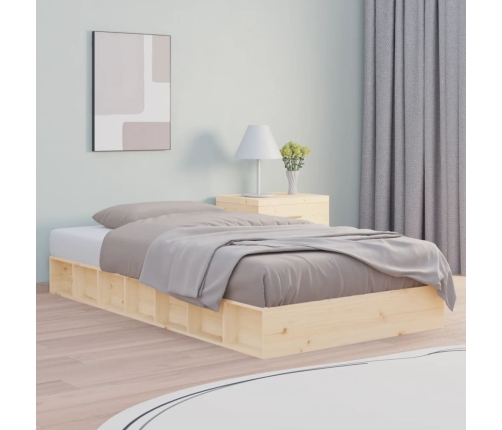 Estructura de cama individual de madera maciza 90x190 cm