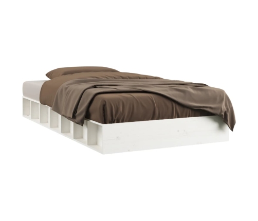 Estructura de cama individual de madera maciza blanco 90x190 cm