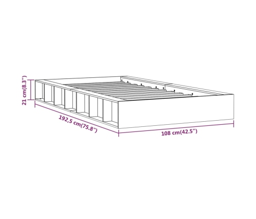 Estructura de cama individual de madera maciza blanco 90x190 cm