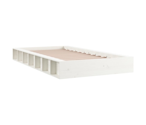 Estructura cama doble pequeña madera maciza blanco 120x190 cm