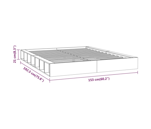 Estructura de cama doble de madera maciza blanco 135x190 cm