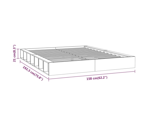 Estructura de cama doble de madera maciza 140x190 cm