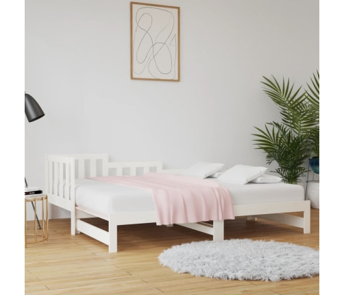 Sofá cama extraíble madera maciza de pino blanco 2x(80x200) cm