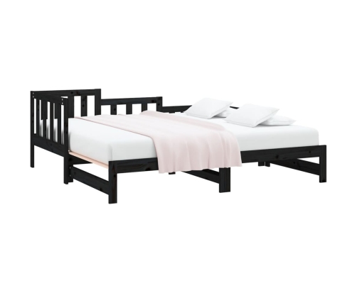 Sofá cama extraíble madera maciza de pino negro 2x(80x200) cm