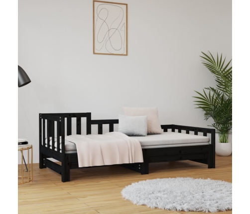 Sofá cama extraíble madera maciza de pino negro 2x(80x200) cm