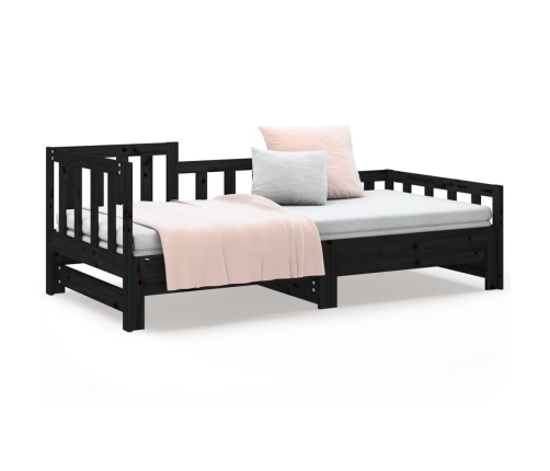 Sofá cama extraíble madera maciza de pino negro 2x(80x200) cm